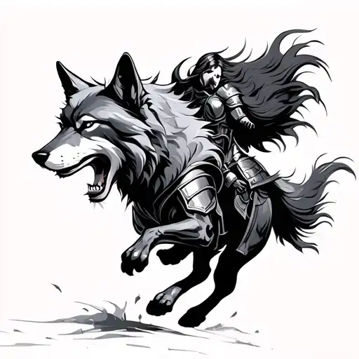 Knight And Wolf Running