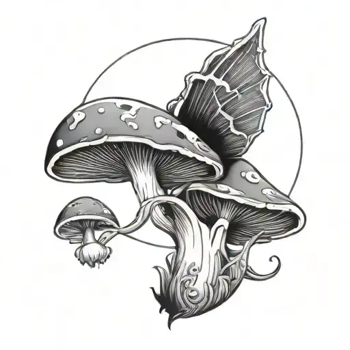 Gothic Fairy Mushroom With A Crescent Moon