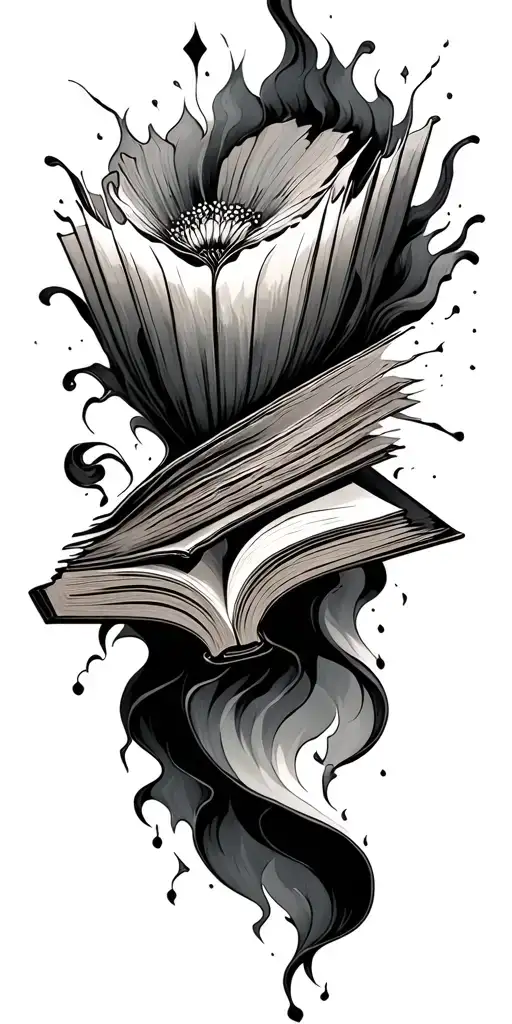 Open Book With Fantasy Elements Bursting Out