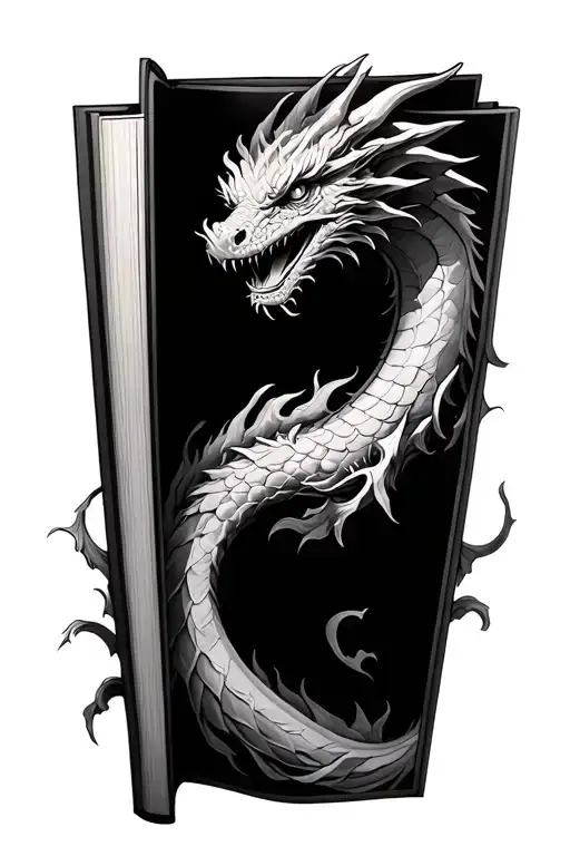 Open Book With Dragon Emerging