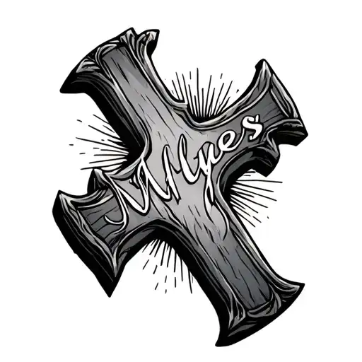 Cross With Tombstone With The Name Myles On It With A Sunset