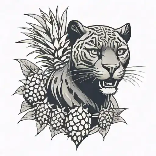 Black Panther Eating Pineapple