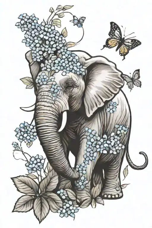 Elephant Holding Forget Me Nots