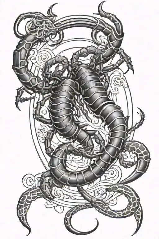 Scorpion And Sagitarius With Libra Zodiac Sign Intertwined