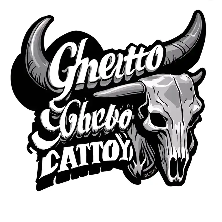 Ghetto Cowboy Lettering With Bull Skull