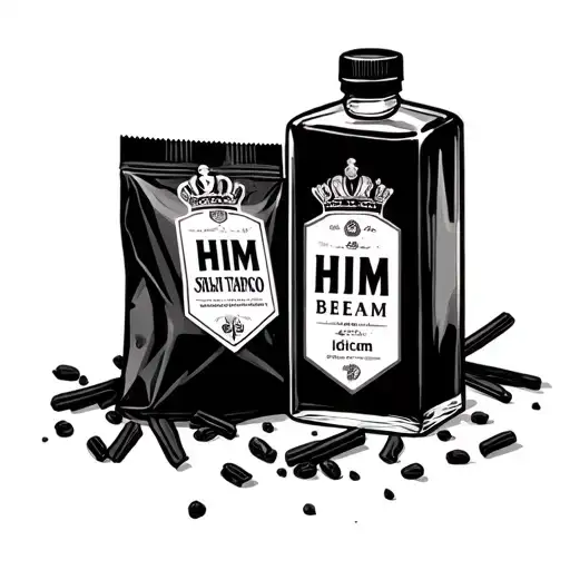 Bag Of Black Licorice Bottle Of Him Beam Bottle Of Crown