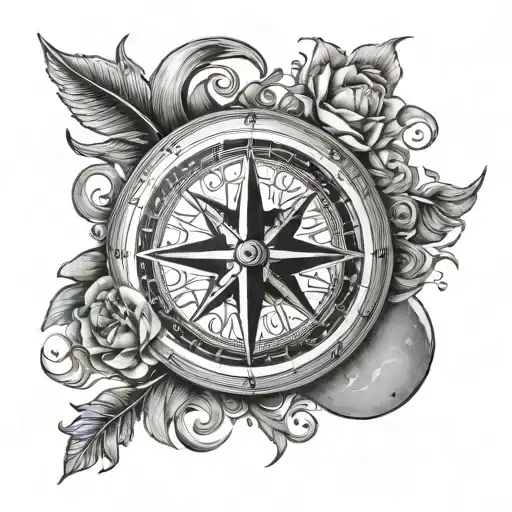 Compass With Sun Moon And Virgo Zodiac Sign