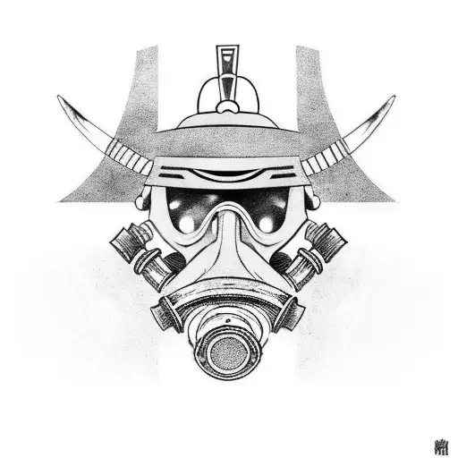 Samurai Warrior Wearing A Gas Mask