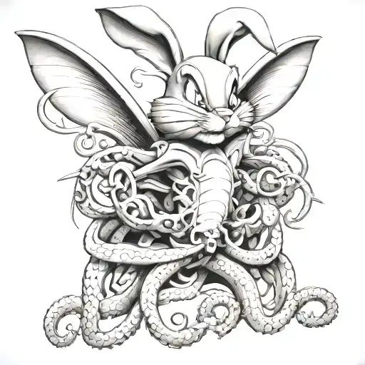 Bugs Bunny Wrapped By Octopus