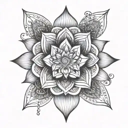 Full Sleeve Geometric Mandala Lotus Flower