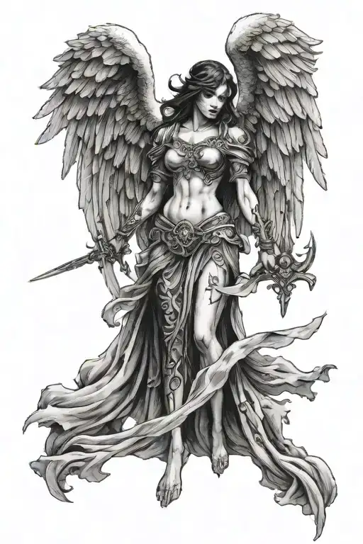 Female Angel Of Death Standing Guard