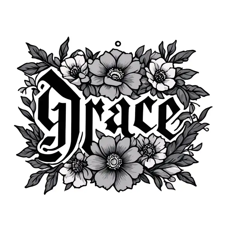 Stylized Floral Design For The Aramaic Word Grace