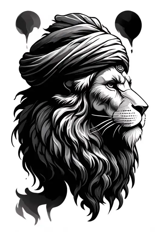 Lion And Baba Deep Singh