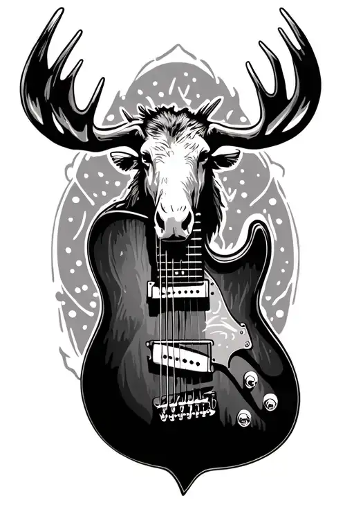 Guitar Whit A Moose Head