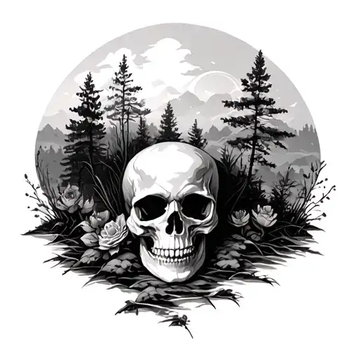 Skull In Nature Scene