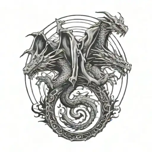 Three Dragons Flying In Circle