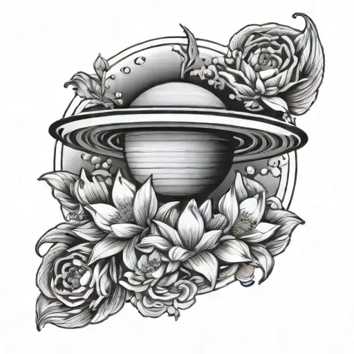 Saturn With Lotus Flowers Inside