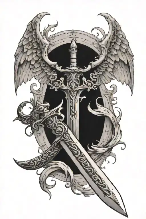 Sword With Wings Spread Wide