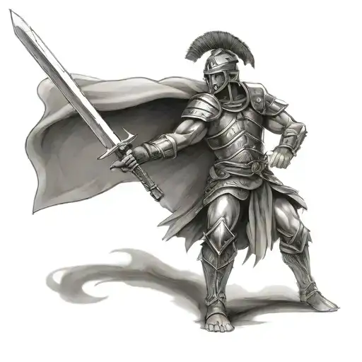 A Warrior With A Sword Going