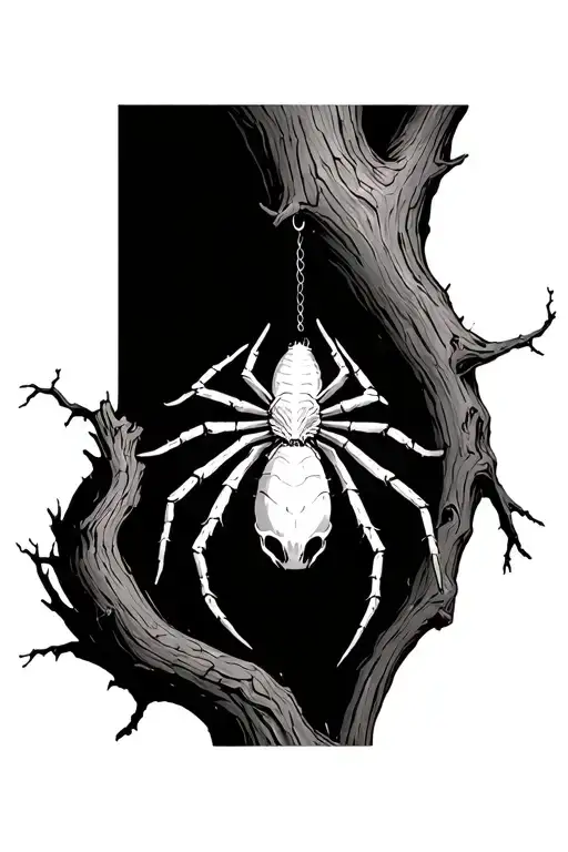 Dead Tree With A Spider Hanging From It