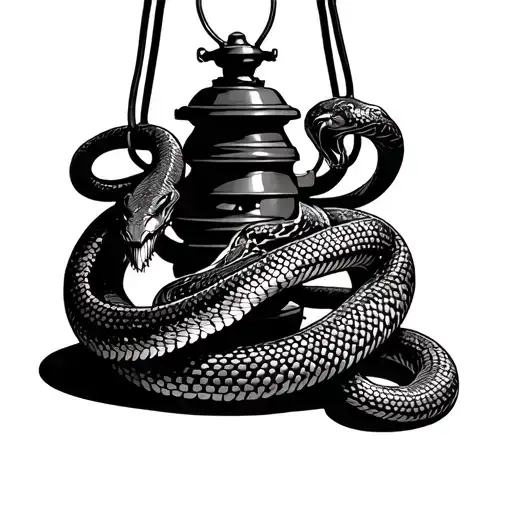 Snake Wrapped Around A Lantern