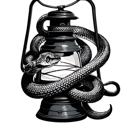 Snake Wrapped Around A Gas Lantern
