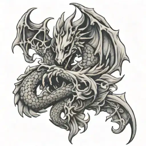 Fleur De Lis Inside Hands Of A Dragon