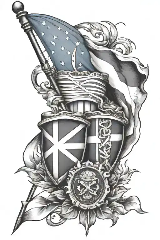 American Flag And Scottish Flag Intertwined