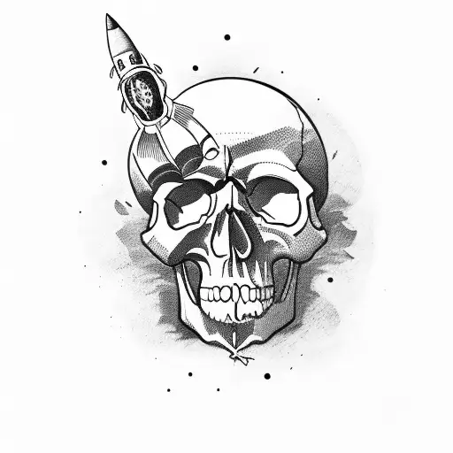 Skull With Rocket Going Through It