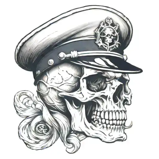 Skull Wearing A Navy Sailor Hat