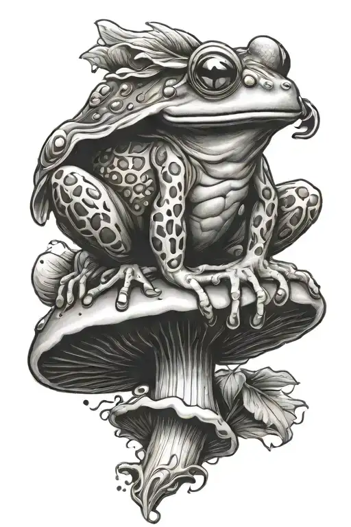 Frog With Wings Sitting On A Mushroom