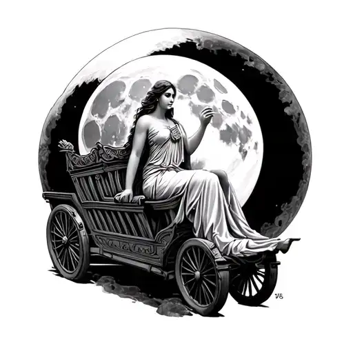 Selene The Greek Goddess Of The Moon In Her Chariot Far Away