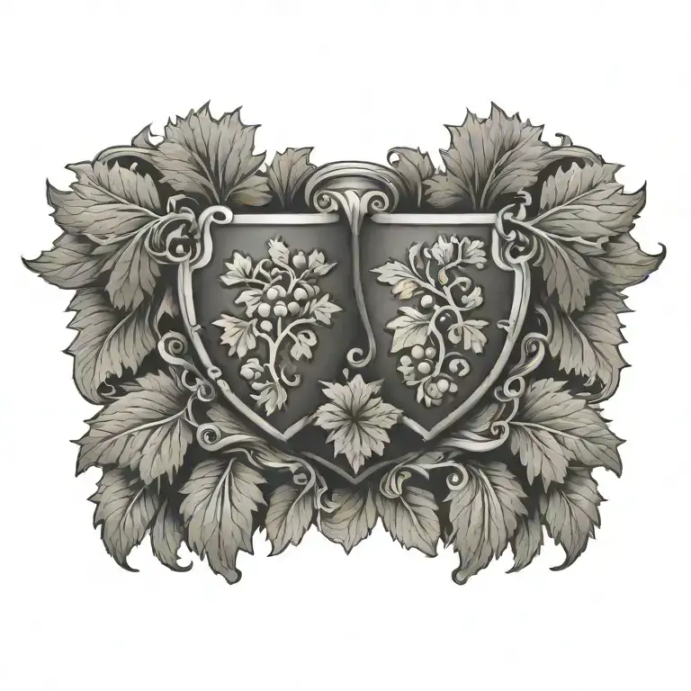 Coat Of Arms With Grape Leaves Holding