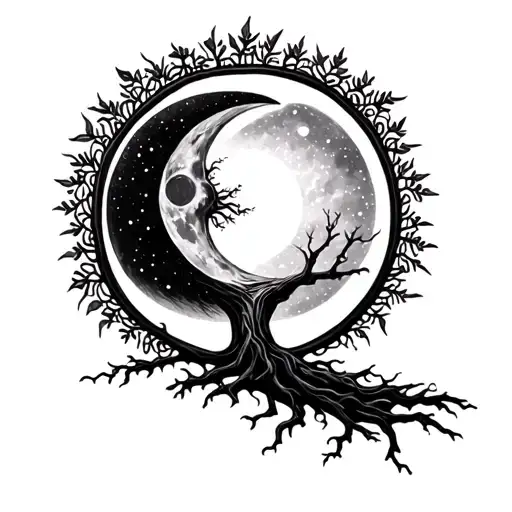 Tree Of Life Moon And Sun