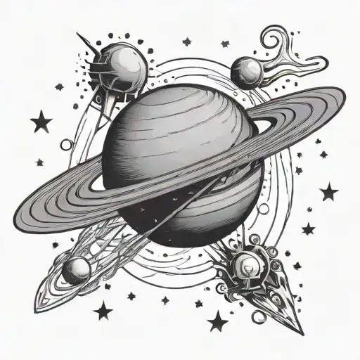 Saturn Moon And Stars Forming