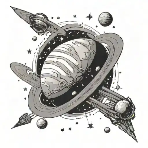 Saturn Moon And Stars Around It