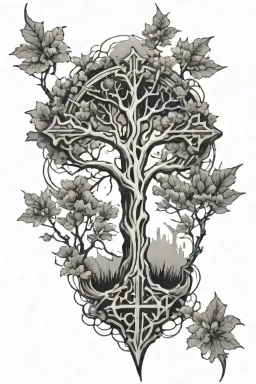 Cross And Tree Growing