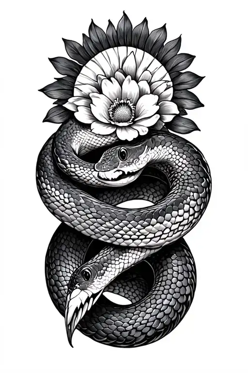 Snake Wrap Around With Birth Flower Filipino Sun