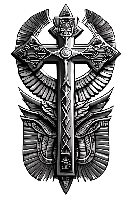 Christian Cross With Egyptian Motifs