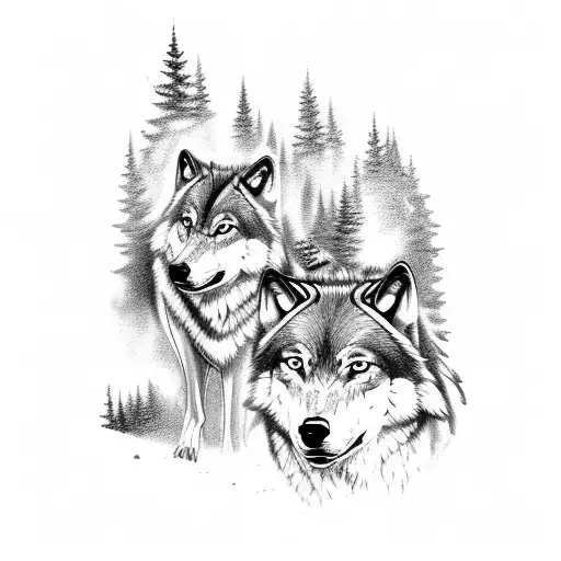 Wolves Fighting In The Forest