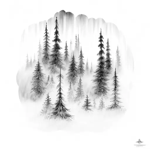 Dark Pine Forest With Sunrays Lush Forest Floor