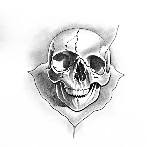 Anatomical Skull With A Heart In Its Jaws