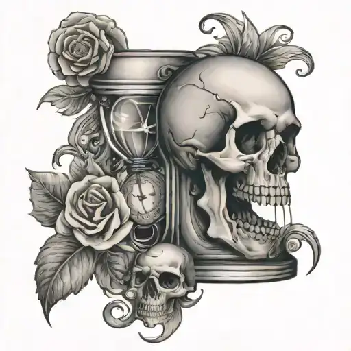 After Hour Glass With A Skull