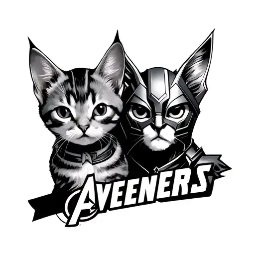 Small Cat And Thor From Avengers Logo