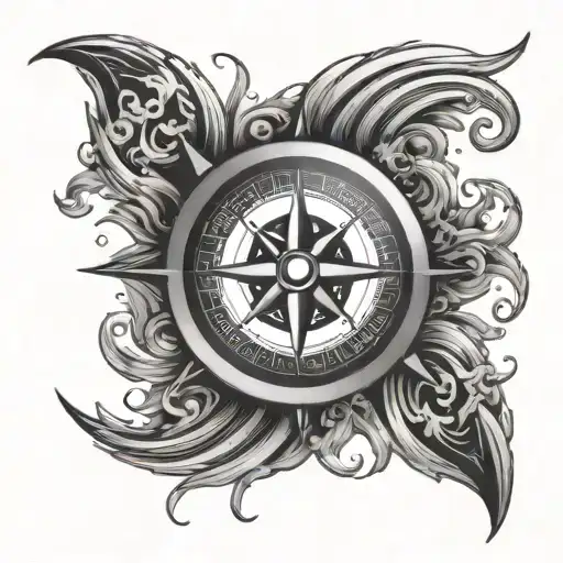 Cancer Sign With Compass With Water Waves Crashing