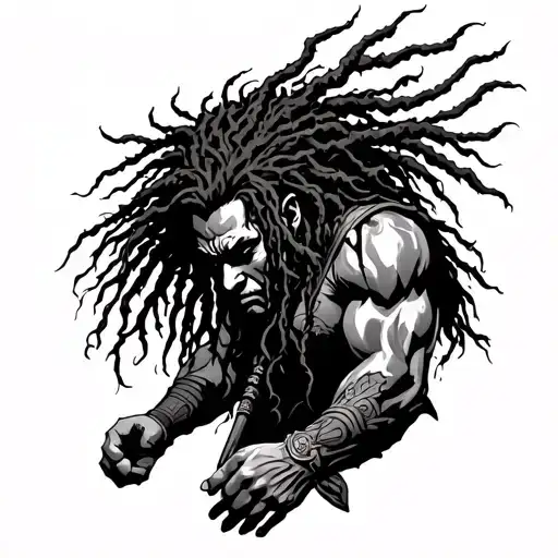 Dreadloc Warrior Battling