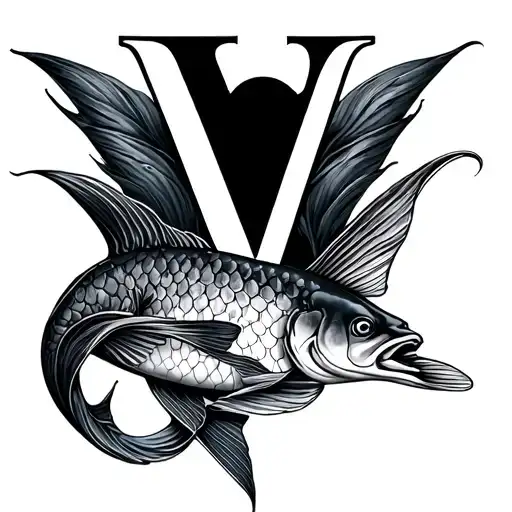 Pisces With Alphabet V