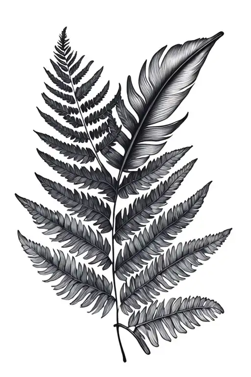Fern Leaves And A Feather