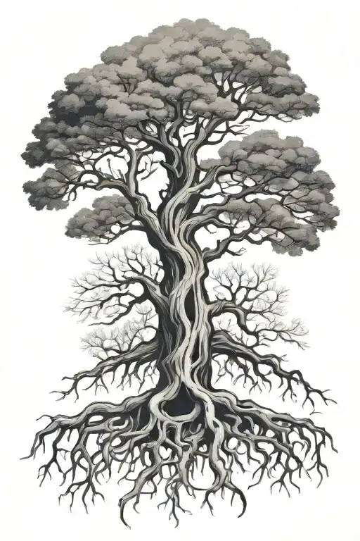 Tree With The Roots Going Into Veins