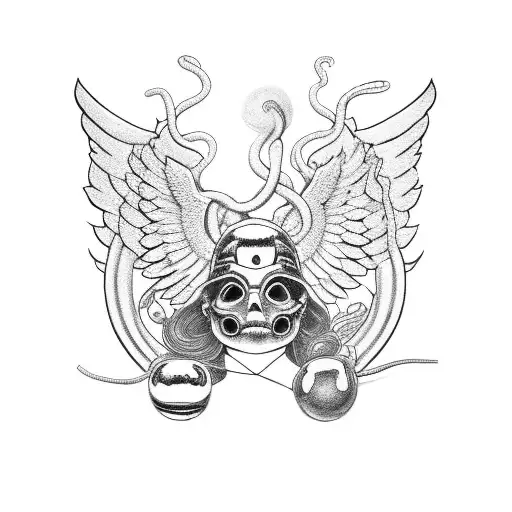 A Powerful Angel And A Cunning Cobra Entangled With A Tempting Apple